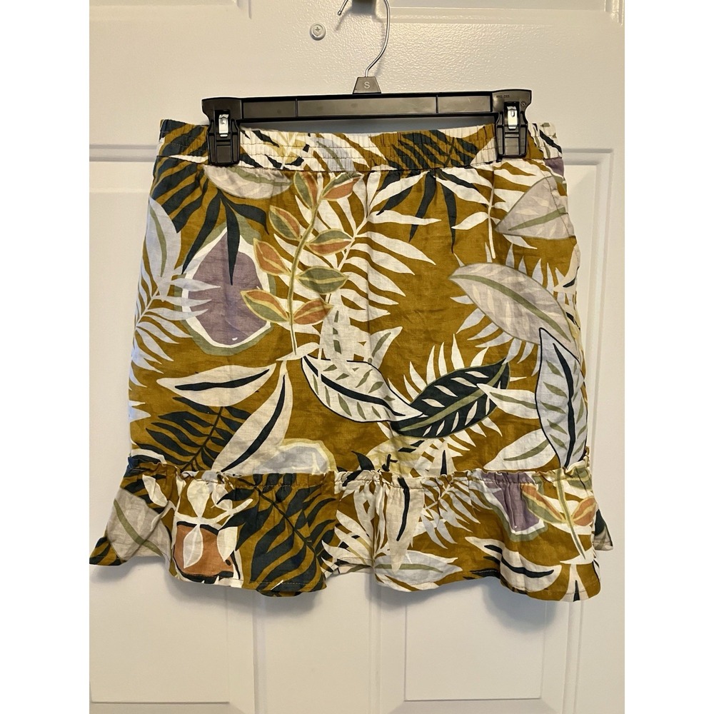NEW C & C California Skirt Women's Medium Floral Tropical Hawaiian 100% Linen